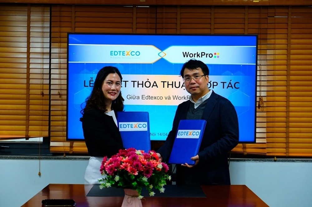 Bà Phạm Thị Hạnh – TGĐ EDTEXCO và ông Hiro Le – Giám đốc WORKPRO.